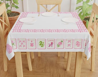 Obrus: Pokrycie stołu do gry w mahjonga, Wieczór gry w mahjong, Dekoracja imprezy mahjongg, Wystrój domu
