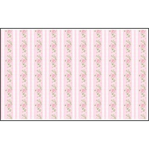 Pink Rose Floral Stripe Fabric (Spun Polyester), Cottagecore Fabric, Shabby Chic Striped Flower Fabric Material image 3