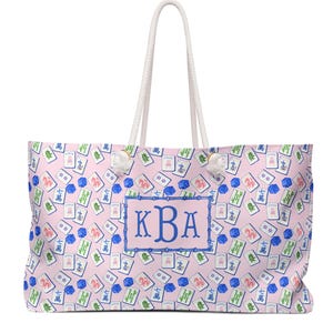 Mahjong tote Bag, monogrammed Mah Jongg Supply Carrier, Mahj Tote, personalized gift, chinoiserie,  Mahjong Travel Bag, Mahjong Gift, Custom