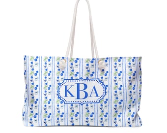 Monogrammed Mahjong Blue Tote Bag,  Mahjongg Lover Bday gift, Mahj Gift Exchange,  Mahjong League Gift, Weekender Travel Bag Gift For Her