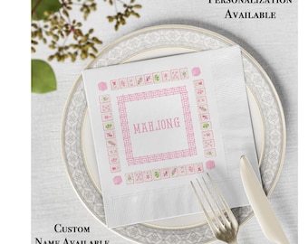Mahjong Pink Tile Dinner Napkins: Mahjongg Party Supplies