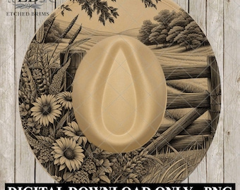 Wildflowers, Hat Burning Design, Hat Engraving, Laser File, Wide Brim Hat, Printable Hat Template, EB1050