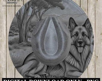 Hat Burning Design, German Shepherd Dog, Cowboy Western Hat, PNG PDF, Stencils for Hats, Hat Engraving Template, Engraving Pattern, EB387