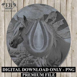 Cavalo do Deserto 4, Design de Chapéu a Laser Queimando, Download Digital PNG, Modelo de Chapéu Queimando, Design de Gravação a Laser para Chapéu, Arquivo de Chapéu EB346