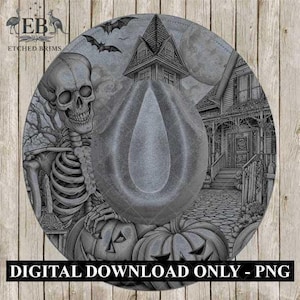 Halloween Hat Template, Skeleton Hat Burning Design, Spooky Season, PNG, Hat Burning Stencil, Hat Burning Design, Engraving Pattern, EB471