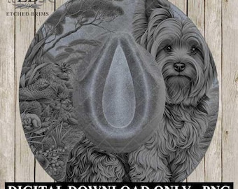 Yorkshire Terrier Dog Hat Engraving Template, PNG for Laser Hat Burning, PDF for Hand Burning Design, Digital Download – EB580