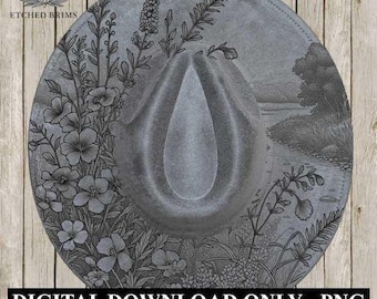 Wildflowers 2 Hat File, Laser Hat Burning Design, Digital Download PNG, Hat Burning Template, Hat Laser Engraving Design, Hat File EB80