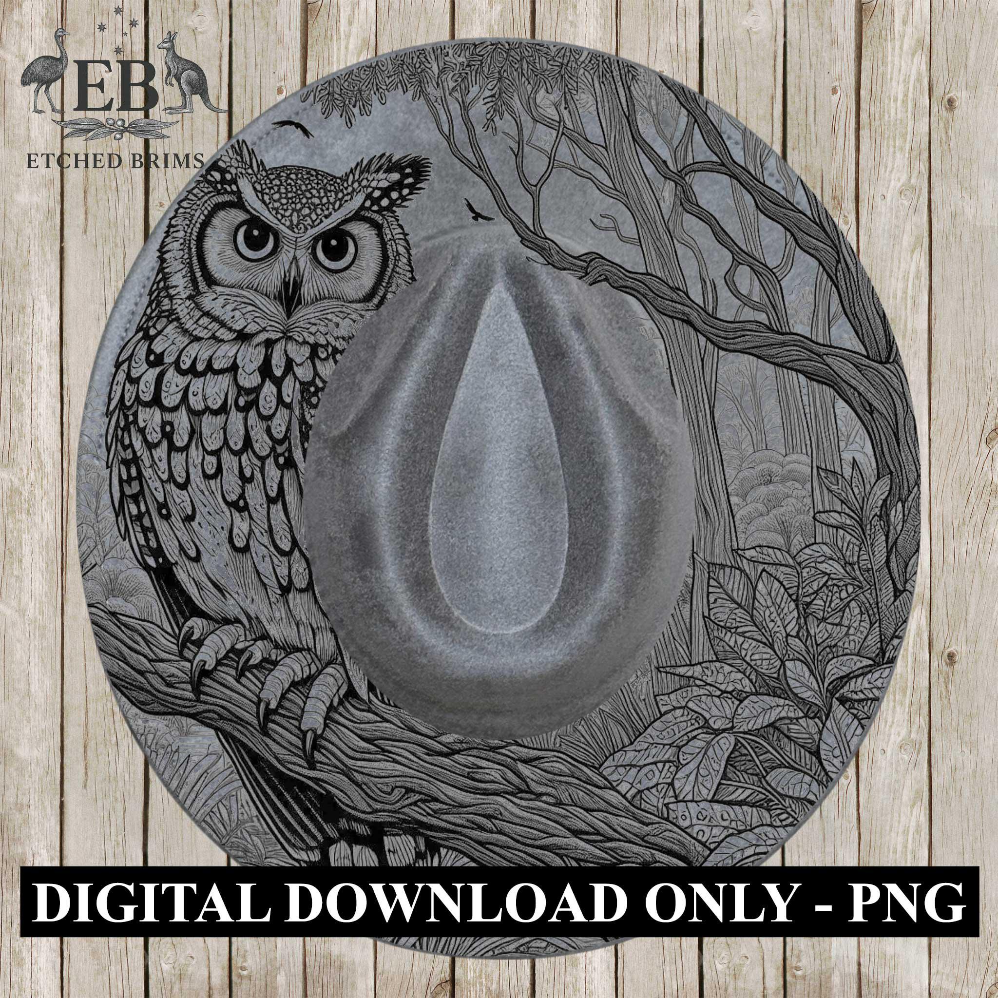 Owl 6 Laser Hat Burning Design, Digital Download PNG, Hat Burning Template, Hat Laser Engraving Desi