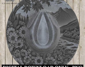 Mountain Flowers 6 Hat File, Laser Hat Burning Design, Digital Download PNG, Hat Burning Template, Hat Laser Engraving Design, Hat File EB40