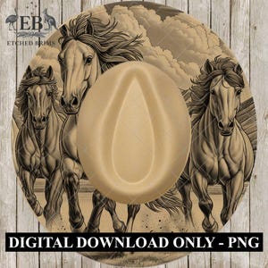 Running Horses Hat Burning Design, Western Laser Engraving Template for Wide Brim Fedora, EB717
