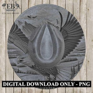 Hat Burning Design, Eagle 1, Bird, Digital File, PNG, PDF, Hat Burning Template, Cowboy Hat, Laser Engraving, Wide Brim Hat Design, EB333