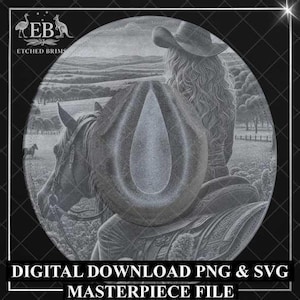 Design de chapéu de aba larga estilo cowgirl e cavalo, design de chapéu com laser, download digital em PNG, arquivos SVG, modelo de chapéu com laser, chapéu de cowgirl, EBM03