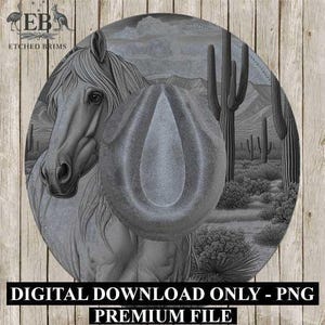 Hat Burning Design, Desert Horse 5, Digital Download PNG & PDF, Hat Burning Template, Hat Laser Engraving Design, Hat Burning Stencil, EB350
