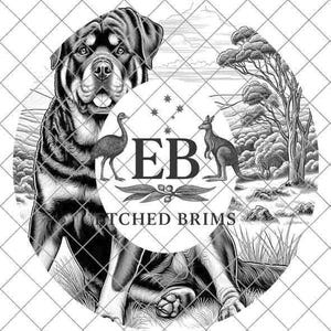 Rottweiler Brim Burning File for Laser Engraving | PNG Template for Hat Makers | Western Dog Brim Design | Instant Digital Download - EB393 image 2