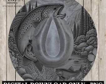 Hat Burning Design, Trout Fish 1, Fishing Digital File, PNG, Hat Burning Template, Cowboy Hat, Laser Engraving, Wide Brim Hat Design EB404