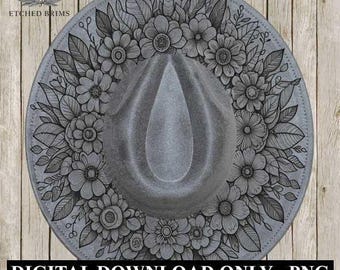 Hut Brennen Design, Blumen 12 Hut Datei, Hut Brennen Schablone, PDF & PNG, Hut Brennen Vorlage, Hut Laser Gravur Design, Hut Datei, EB287