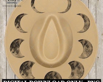 Moon Phases, Hat Burning Design, Wide Brim Hat Template, Pyrography Hat Design, Laser Hat Burning Design, EB845