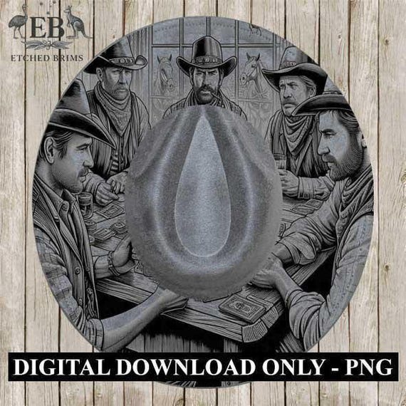 Saloon Bar Cowboy 3, Hat Engraving, Western Brim, Template  display picture 1