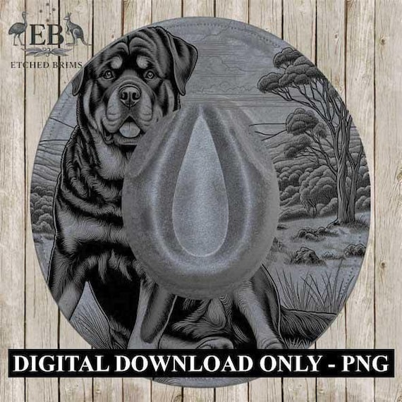 Rottweiler Brim Burning File for Laser Engraving | PNG Template for Hat Makers | Western Dog Brim Design | Instant Digital Download - EB393
