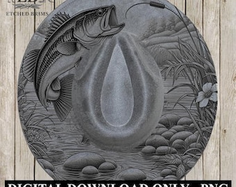 Hat Burning Design, Bass Fish 4, Fishing Digital File, PNG, Hat Burning Template, Cowboy Hat, Laser Engraving, Wide Brim Hat Design EB398