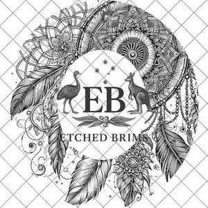 Night Whisper Dreamcatcher, boho feather laser engraved hat design digital download perfect for western, & festival,style hat projects. EB21 image 2