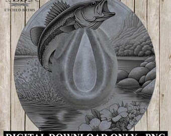Hat Burning Design, Bass Fish 8, Fishing Digital File, PNG, Hat Burning Template, Cowboy Hat, Laser Engraving, Wide Brim Hat Design EB400