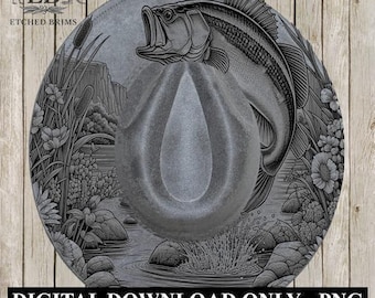 Hat Burning Design, Bass Fish 6, Fishing Digital File, PNG, Hat Burning Template, Cowboy Hat, Laser Engraving, Wide Brim Hat Design EB399