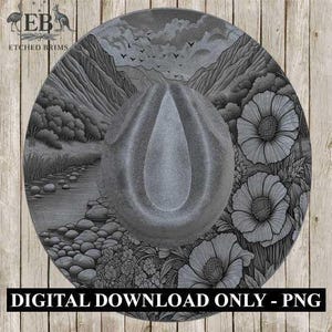 Mountain Flowers 5 Hat File, Hat Burning Design, Digital Download PNG, Hat Burning Template, Hat Laser Engraving Design, Hat File EB39