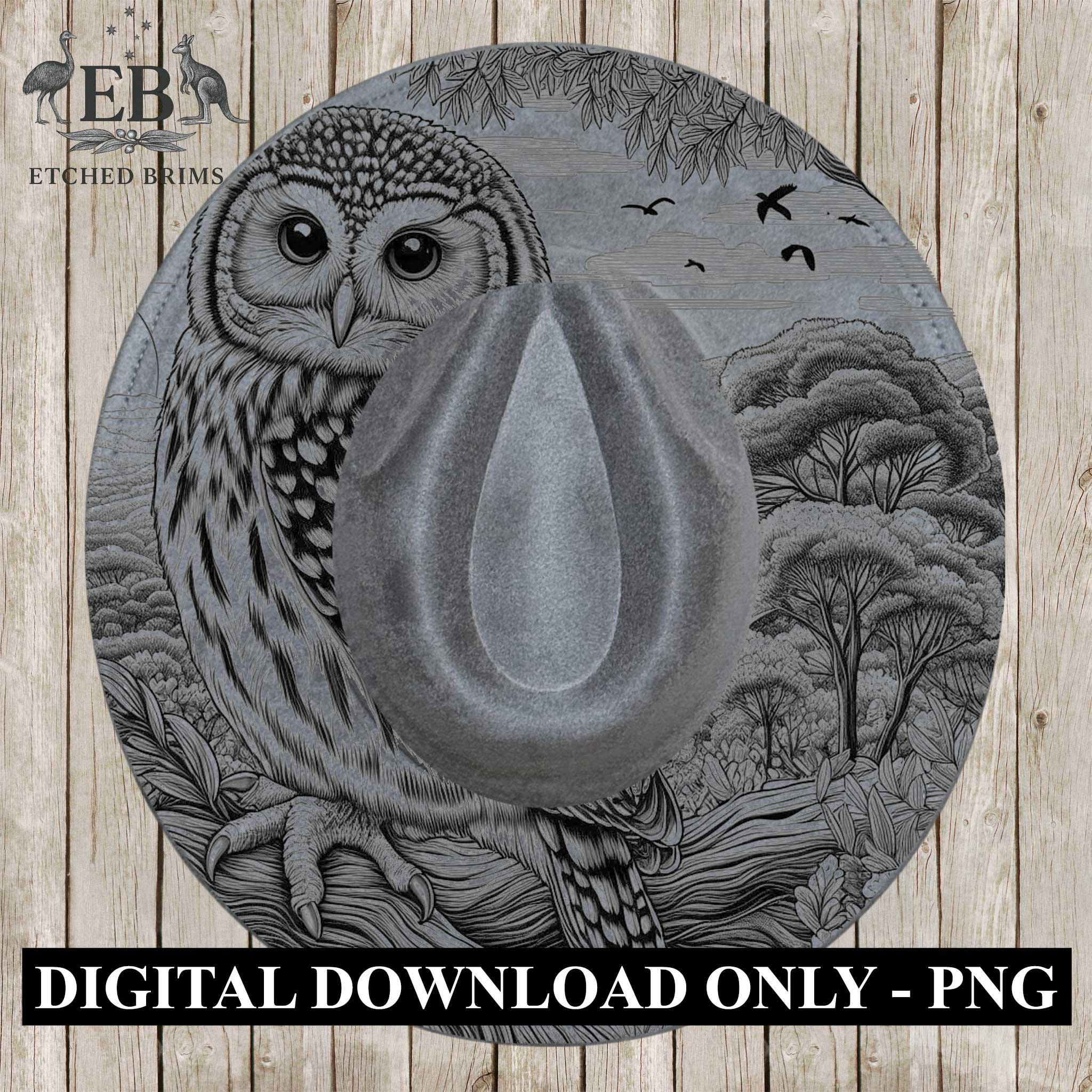 Owl 7 Laser Hat Burning Design, Digital Download PNG, Hat Burning Template, Hat Laser Engraving Desi