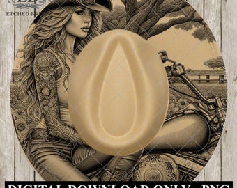 Cowgirl on Motorcycle Hat Burning Design, Western Biker Laser Engraving File for Fedora Brims, Country Rebel Woman Template, EB938