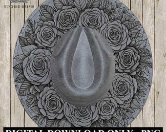 Hut Brennen Design, Rosen 6 Blumen Hut Datei, Hut Brennen Schablone, PNG & PDF, Hut Brennen Vorlage, Laser Gravur Design, Hut Datei EB206