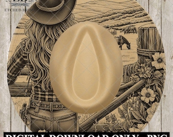 Cowgirl Flowers Hat Burning Design, Western Laser Engraving Template for Wide Brim Fedora, EB713