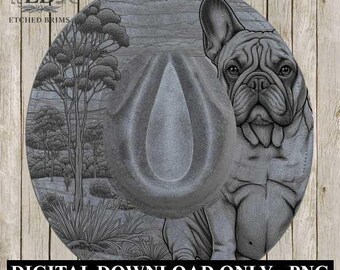 French Bulldog Hat Engraving Template – PNG for Laser Brim Burning, Digital Frenchie Farm Dog Brim File for Hat Burners and Engravers, EB386