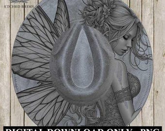 Fairy 9 Laser Hat Burning Design, Digital Download PNG, Hat Burning Template, Hat Laser Engraving Design, Wide Brim Hat Laser File EB132