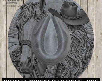 Cowgirl Horse 2 Hat Burning Design, Digital Download PNG, PDF, Hat Burning Template, Hat Laser Engraving Design, Printable Stencil, EB538
