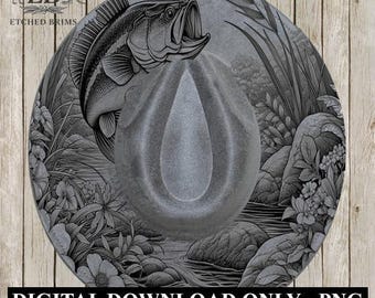 Bass Fish Wide Brim Hat Burning Design, Fishing Digital File, PNG, Hat Burning Template, Cowboy Hat, Laser Engraving, EB402