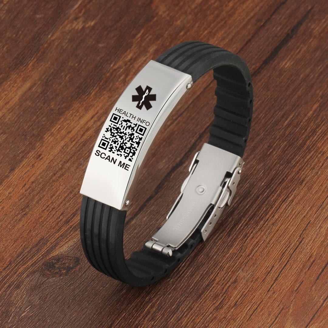 Upgraded QR Code Medical Alert Bracelet for Men 3 Colorupdate Info