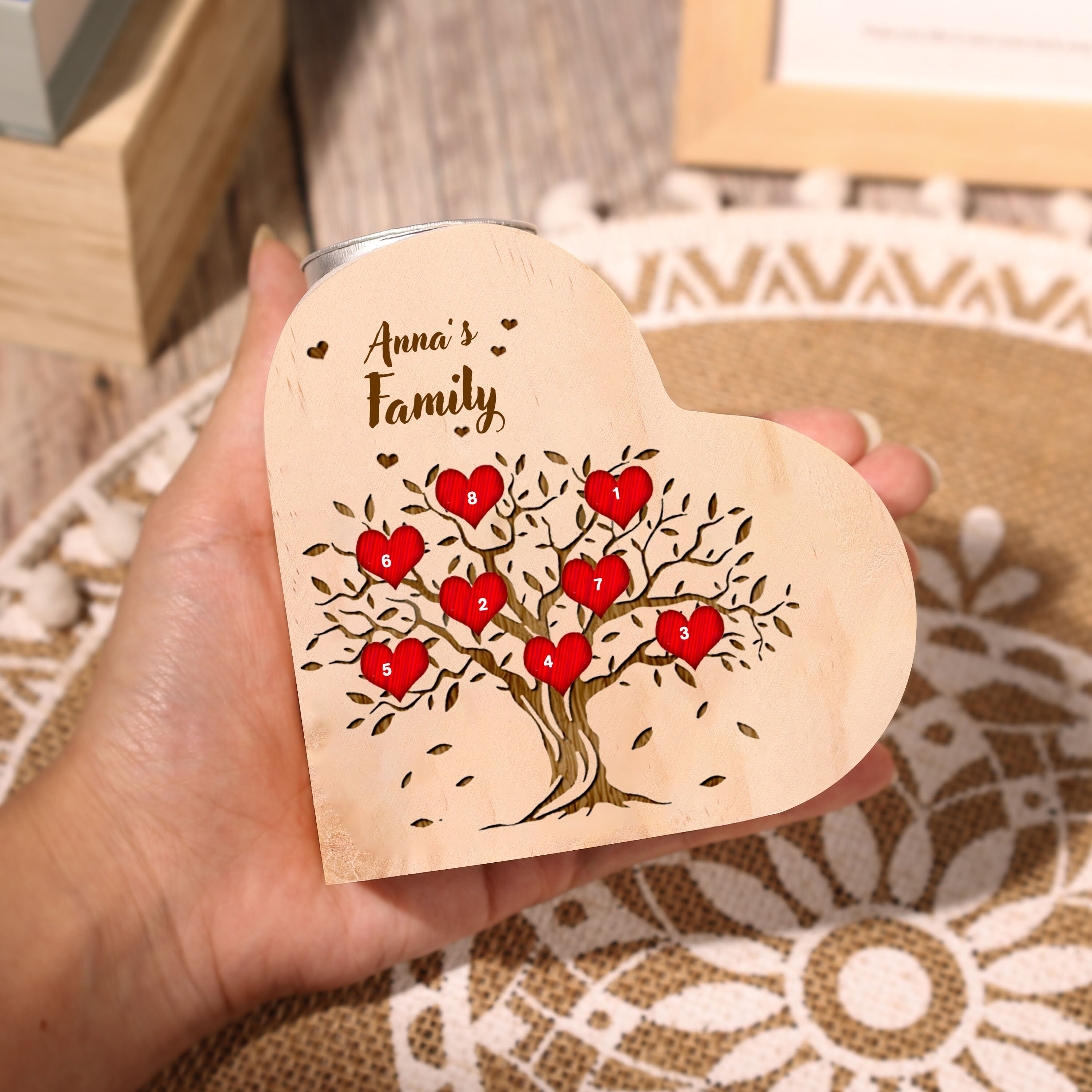  Hand Carved Tea Lights Candle Holder – Heart Shaped