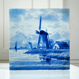 Vintage Royal Delft Holland Ceramic Tile Handpainted Signed & Numbered
