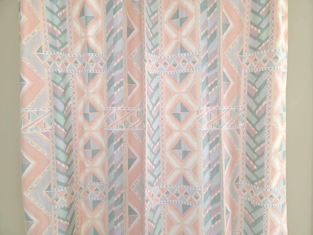 Vintage Southwestern Pastel Shower Curtain, Jcpenney Peach Pink Aztec