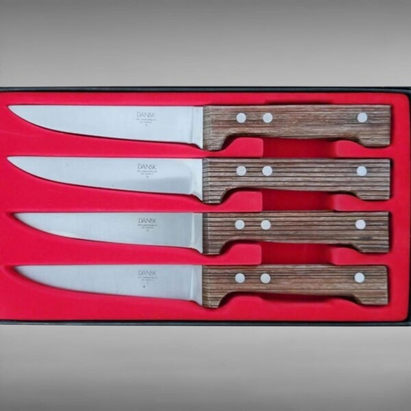 Vintage Teakwood Steak Knives DANSK 4-piece Set