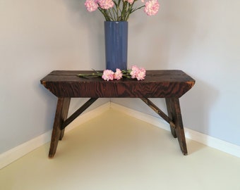 Farmhouse Style Small Rustic Wooden Bench, Old Wooden Bench Stool