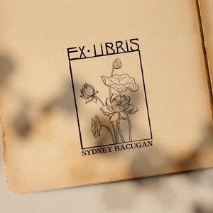 Lotus Stamp, EXLIBRIS, Ex Libris Stamp, Exlibris Stamp, Exlibris Stamp for books, Ex Libris Stamp for books, Ex-Libris Stamp, Ex Libris Gift