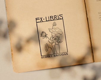 Timbro di loto, EXLIBRIS, Timbro Ex Libris, Timbro Exlibris, Timbro Exlibris per libri, Timbro Ex Libris per libri, Timbro Ex-Libris, Regalo Ex Libris