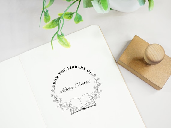 Custom Book Stamp LIBRARY STAMP Ex Libris Teacher Stamp,Personalized self  inking Book Belongs To,From