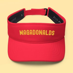 Magadonalds Visor Hat, Funny Conservative Parody Hat, Red Patriot Visor, Political Satire Gift, America First Hat, Freedom Rally Apparel