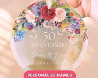 50th Wedding Anniversary Gifts Custom Christmas Ornament Glass Personalized Gift Grandparent 50 th Year 50 Wedding Gift Ornament Keepsake