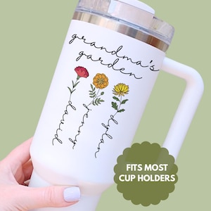 Personalized Grandma Tumbler Gift with Birth Flowers, Grandma Gift from Grandkids, Mother's Day Grandmas Garden Birthday Gift for Grandma