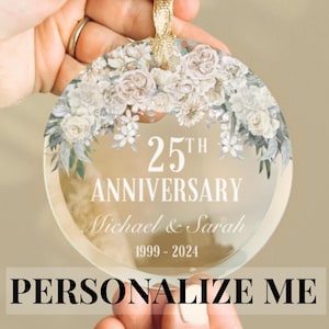 Personalized 25th Anniversary Gift Silver Wedding Ornament Custom Christmas Decoration Couple Keepsake Parent Celebration Present Romantic