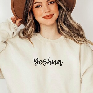 Yeshua Sweatshirt Modest Christian Gift Jesus Apparel Women Unique Baptism Present Yeshua Crewneck Jesus Sweatshirt Christian Women Gift, Christian merch